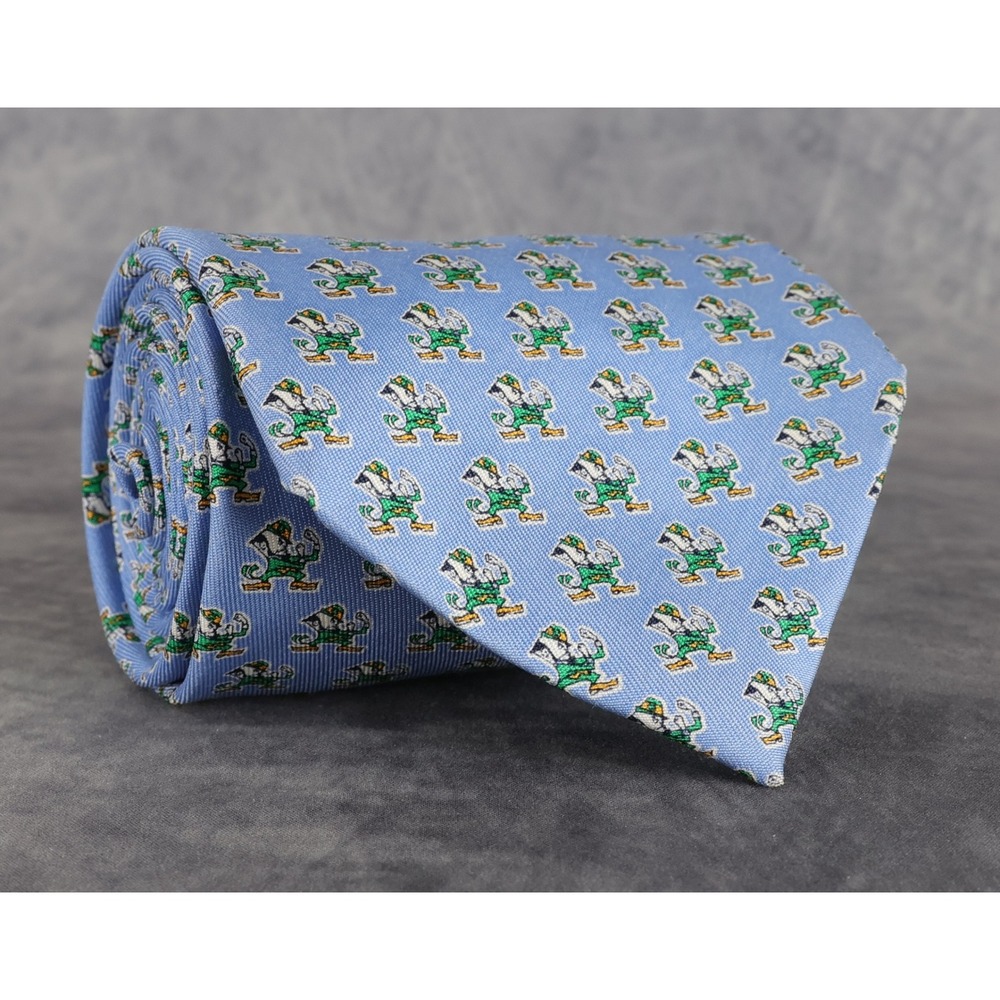 Notre Dame Fighting Irish Vineyard Vines 100% Silk Neck Tie Blue Leprechaun